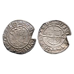 English Tudor Coins - Henry VIII - Canterbury / Archb. Warham - Profile AR Halfgroat
