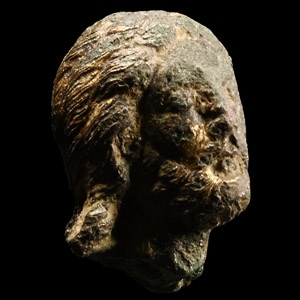 Medieval Gilded Bronze Head of Christ