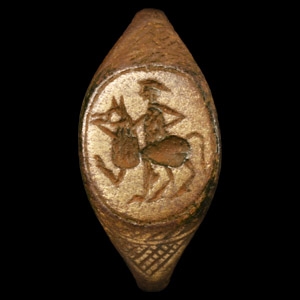 Tudor Period Bronze Ring with Horse and Rider