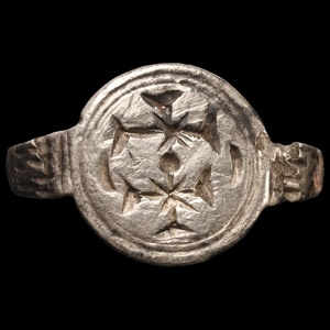 Medieval Silver Ring with Crosses