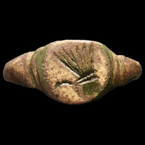 Byzantine Bronze Ring with Bird