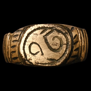 Medieval Bronze Ring with Scrolls