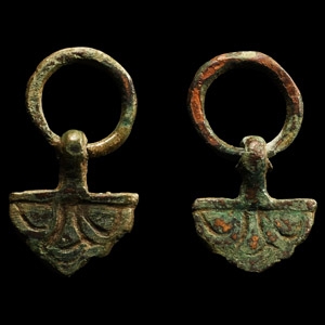 Viking Age Bronze Axe-Shaped Pendant Pair
