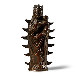 Medieval Bronze Statuette of the Virgin and Child
