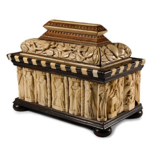 Medieval Carved and Bone-Inlaid Casket