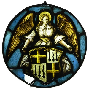 Medieval Stained Glass Panel with an Angel