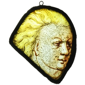 Medieval Stained Glass Panel with Head of a Boy