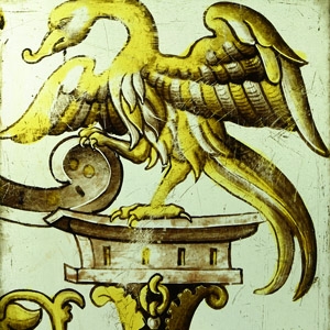 Medieval Stained Glass Panel of a Bird