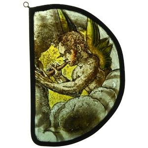Post Medieval Stained Glass Panel with Angel