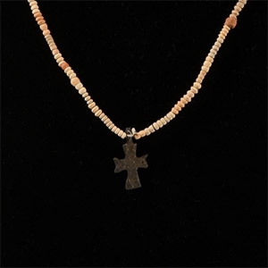 Byzantine Bronze Cross with Bead Necklace