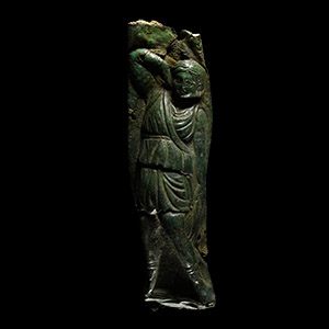 Roman Bronze Military Staff Finial with Standing Figure