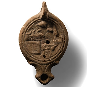 Roman Terracotta Lamp with Butchers Shop Scene