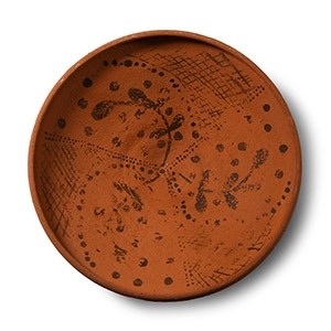 Nabataean Redware Dish with Painted Foliage