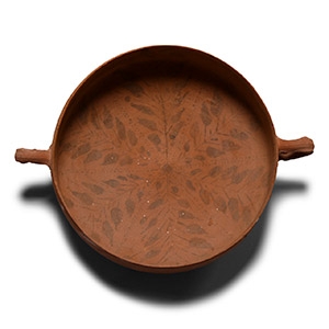 Nabataean Redware Bowl with Painted Foliage