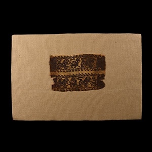 Egyptian Mounted Coptic Textile with Lion Chasing a Bird