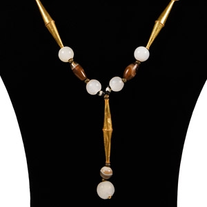 Western Asiatic Agate and Gold Bead Necklace