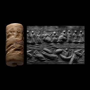 Large Western Asiatic Shell Cylinder Seal with Two Registers