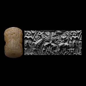 Large Western Asiatic Alabaster Cylinder Seal with Procession