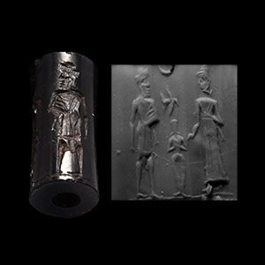 Western Asiatic Haematite Cylinder Seal with presentation Scene