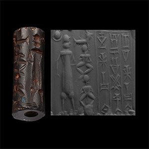 Old Babylonian Haematite Cylinder Seal for Ibni-Ea, son of Abi-tillati
