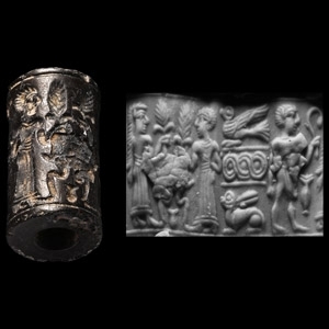 Western Asiatic Haematite Cylinder Seal with Figures