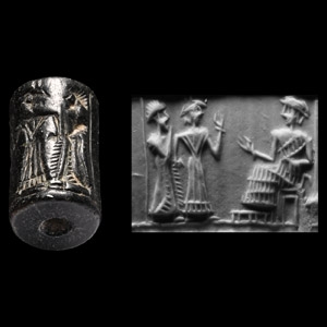 Western Asiatic Haematite Cylinder Seal with Presentation Scene