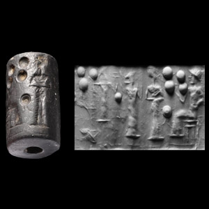 Western Asiatic Haematite Cylinder Seal with Presentation Scene