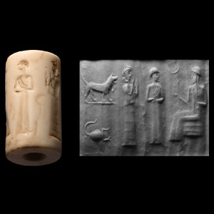 Western Asiatic Marble Cylinder Seal with Presentation Scene