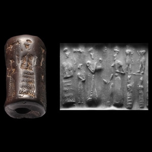 Western Asiatic Haematite Cylinder Seal with Processional Scene