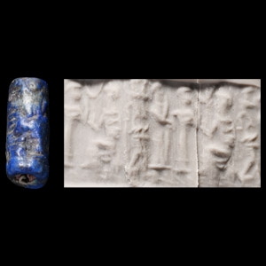 Western Asiatic Lapis Lazuli Cylinder Seal with Presentation Scene