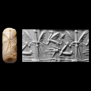 Western Asiatic Banded Agate Cylinder Seal with Mythical Beast