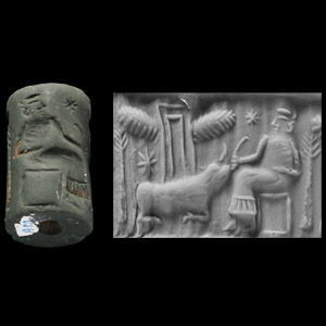Western Asiatic Schist Cylinder Seal with Presentation Scene
