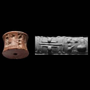 Western Asiatic Jasper Cylinder Seal with Seated Figures