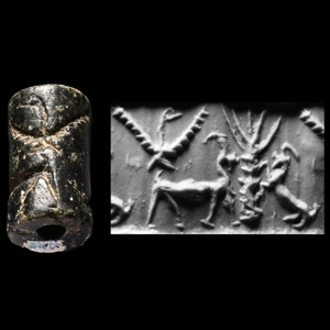 Western Asiatic Steatite Cylinder Seal with Animals