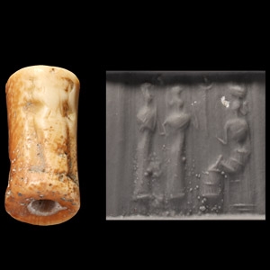 Western Asiatic Shell Cylinder Seal with Presentation Scene