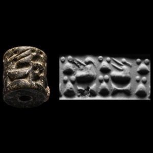 Western Asiatic Steatite Cylinder Seal with Birds