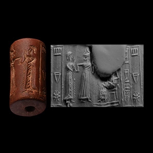 Western Asiatic Red Jasper Cylinder Seal for Shuni-il(DINGIR) Royal Bailiff