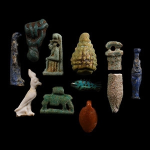 Egyptian Hardstone and Faience Amulet Collection
