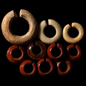 Egyptian Hardstone and Shell Hair Ring Collection