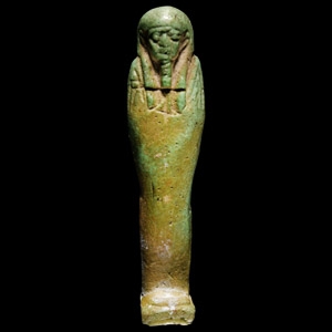 Egyptian Green Faience Shabti for Aames