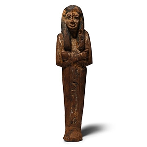 Wooden Shabti with Hieroglyphs