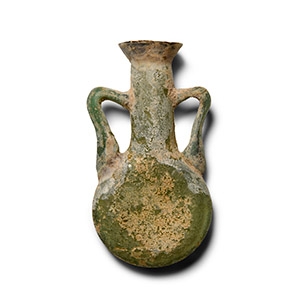 Roman Green Glass Pilgrims Flask