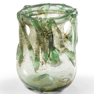Roman Glass Flask with Wavy Lines