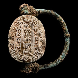 Egyptian Bronze Ring with Hyksos Scarab