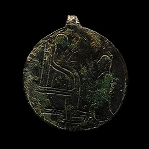 Neo-Babylonian Bronze Pendant with Presentation Scene