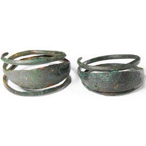 Viking Age Bronze Coiled Bracelet Pair