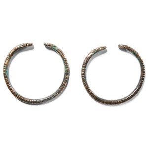 Western Asiatic Bronze Snake-Headed Bracelet Pair
