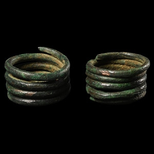Viking Age Bronze Coiled Ring Pair