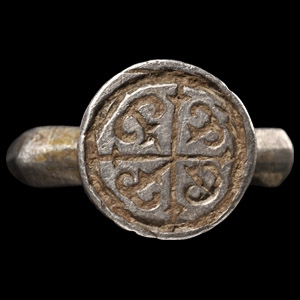 Medieval Silver Ring with Crosses