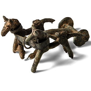 Western Asiatic Bronze Miniature Horse and Chariot Diorama